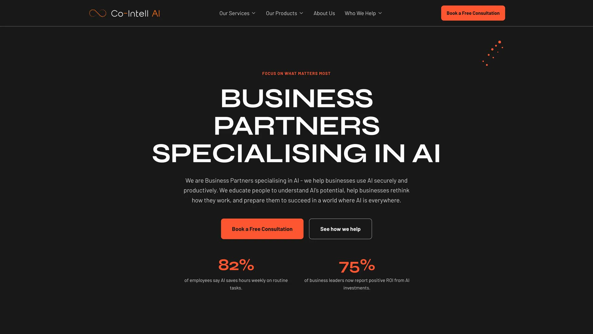 The Co-Intell AI website, built by Pellmark