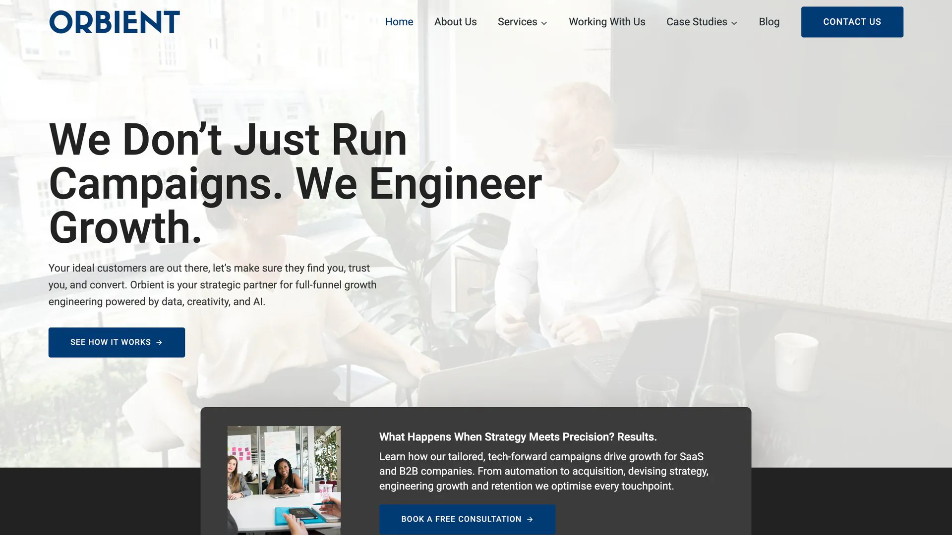 The Orbient Marketing website, built by Pellmark